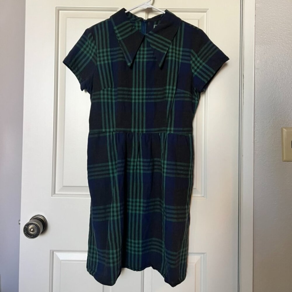 Classic Green and Navy Plaid Mini Dress